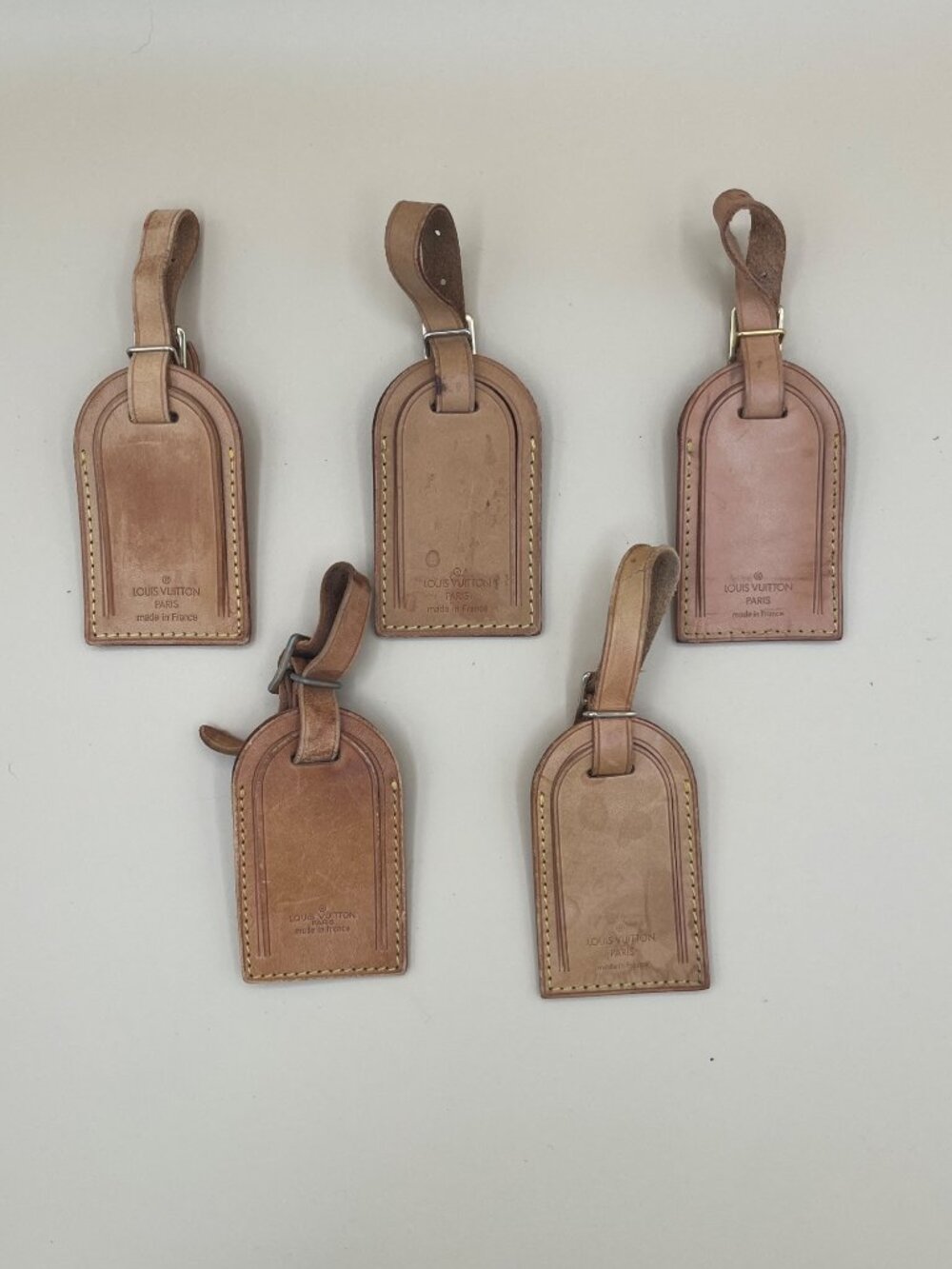 SINGLE Large Louis Vuitton Vachetta Leather Luggage Tags With Adjustable Straps